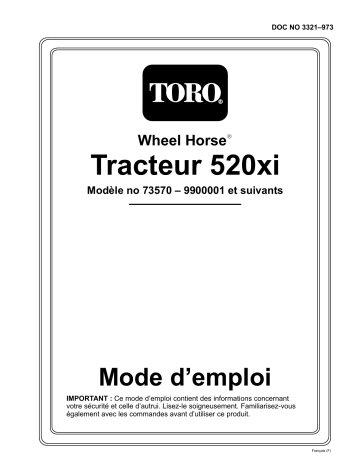 Toro 520xi Garden Tractor Riding Product Manuel utilisateur | Fixfr