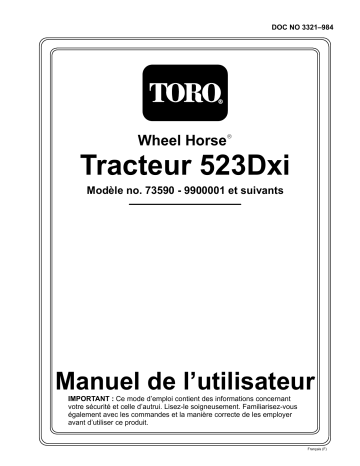 Toro 523Dxi Garden Tractor Riding Product Manuel utilisateur | Fixfr