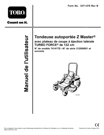 Toro Z Master Commercial 2000 Series Riding Mower, Riding Product Manuel utilisateur | Fixfr