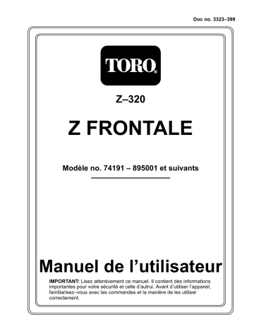 Toro Z320 Z Master, With 122cm Mower and Bagger Riding Product Manuel utilisateur | Fixfr