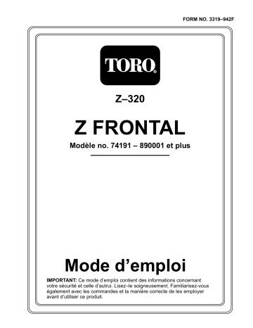 Toro Z320 Z Master, With 122cm Mower and Bagger Riding Product Manuel utilisateur | Fixfr