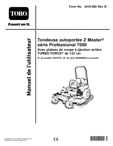 Toro Z Master Professional 7000 Series Riding Mower, With 52in TURBO FORCE Rear Discharge Mower Riding Product Manuel utilisateur | Fixfr