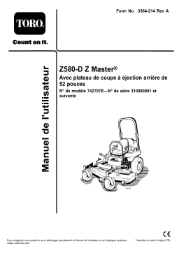 Toro Z Master Professional 7000 Series Riding Mower, With 52in Rear Discharge Mower Riding Product Manuel utilisateur