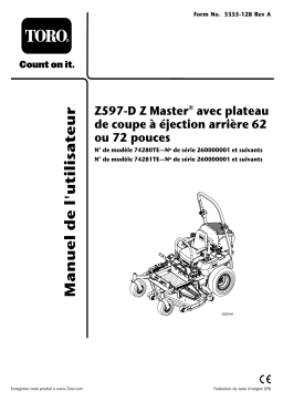 Toro Z597-D Z Master, With 62 Rear Discharge Mower Riding Product Manuel utilisateur