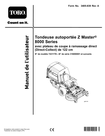 Toro Z Master 8000 Series Riding Mower, Riding Product Manuel utilisateur | Fixfr