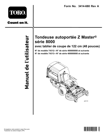 Toro Z Master 8000 Series Riding Mower, Riding Product Manuel utilisateur | Fixfr