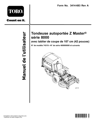 Toro Z Master 8000 Series Riding Mower, Riding Product Manuel utilisateur | Fixfr