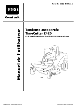 Toro TimeCutter Z420 Riding Mower Riding Product Manuel utilisateur