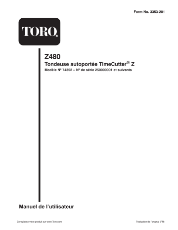 Toro TimeCutter Z480 Riding Mower Riding Product Manuel utilisateur | Fixfr