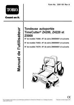 Toro TimeCutter Z4220 Riding Mower Riding Product Manuel utilisateur