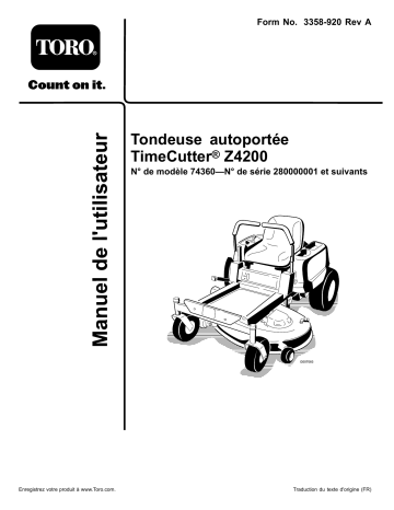 Toro TimeCutter Z4200 Riding Mower Riding Product Manuel utilisateur | Fixfr