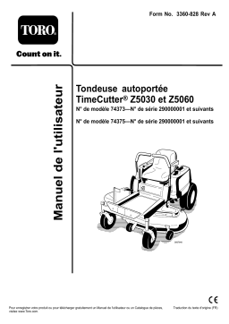 Toro TimeCutter Z5030 Riding Mower Riding Product Manuel utilisateur