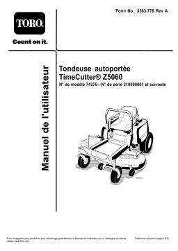 Toro TimeCutter Z5060 Riding Mower Riding Product Manuel utilisateur