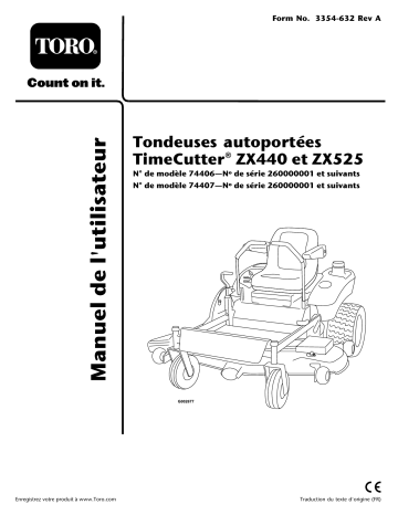 TimeCutter ZX440 Riding Mower | Toro TimeCutter ZX525 Riding Mower Riding Product Manuel utilisateur | Fixfr