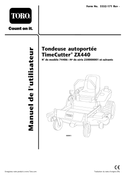 Toro TimeCutter ZX440 Riding Mower Riding Product Manuel utilisateur