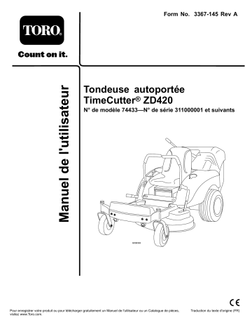 Toro TimeCutter ZD420 Riding Mower Riding Product Manuel utilisateur | Fixfr