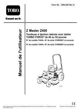 Toro Z400 Z Master, With 48in TURBO FORCE Side Discharge Mower Riding Product Manuel utilisateur