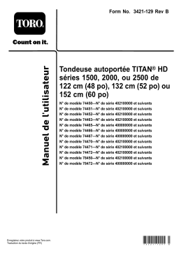 Toro 52in TITAN HD 2000 Series Riding Mower Riding Product Manuel utilisateur