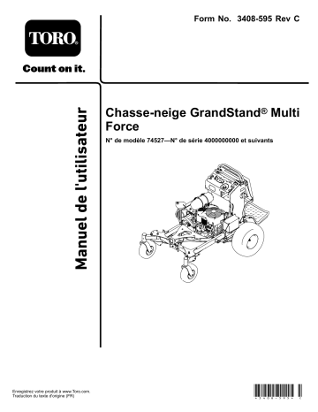 Toro GrandStand Multi Force Snow Machine Riding Product Manuel utilisateur | Fixfr