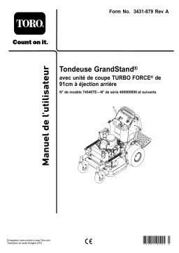 Toro GrandStand Mower, With 91cm Rear Discharge TURBO FORCE Cutting Unit Riding Product Manuel utilisateur