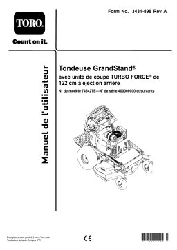 Toro GrandStand Mower, With 122cm Rear Discharge TURBO FORCE Cutting Unit Riding Product Manuel utilisateur