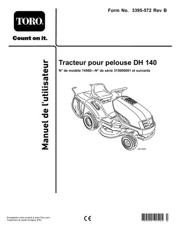 Toro DH 140 Lawn Tractor Riding Product Manuel utilisateur | Fixfr