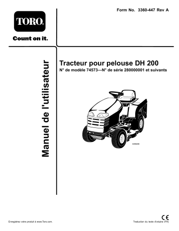 Toro DH 200 Lawn Tractor Riding Product Manuel utilisateur | Fixfr