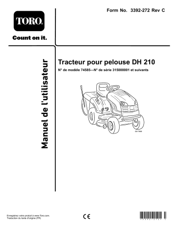 Toro DH 210 Lawn Tractor Riding Product Manuel utilisateur | Fixfr