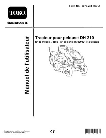 Toro DH 210 Lawn Tractor Riding Product Manuel utilisateur | Fixfr