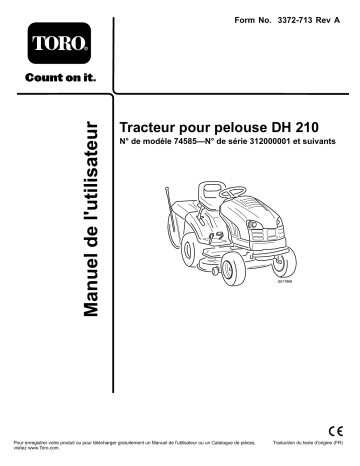 Toro DH 210 Lawn Tractor Riding Product Manuel utilisateur | Fixfr