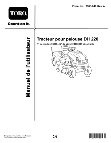 Toro DH 220 Lawn Tractor Riding Product Manuel utilisateur | Fixfr