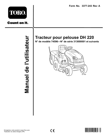 Toro DH 220 Lawn Tractor Riding Product Manuel utilisateur | Fixfr