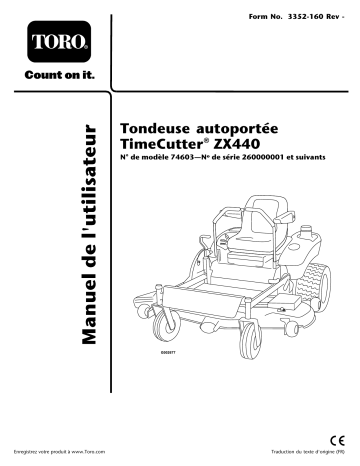 Toro TimeCutter ZX440 Riding Mower Riding Product Manuel utilisateur | Fixfr