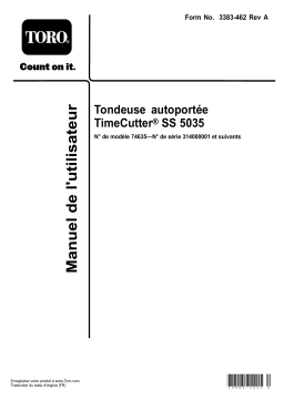 Toro TimeCutter SS 5035 Riding Mower Riding Product Manuel utilisateur