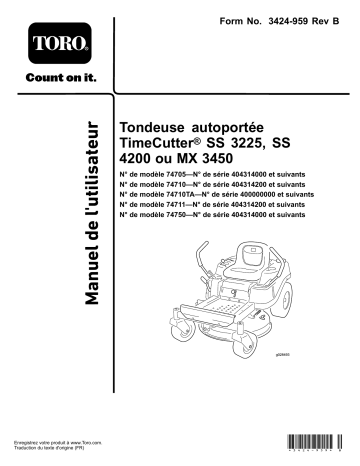 TimeCutter SS 4200 Riding Mower | TimeCutter SS 3225 Riding Mower | Toro TimeCutter MX 3450 Riding Mower Riding Product Manuel utilisateur | Fixfr