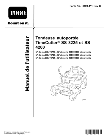 TimeCutter SS 3225 Riding Mower | Toro TimeCutter SS 4200 Riding Mower Riding Product Manuel utilisateur | Fixfr