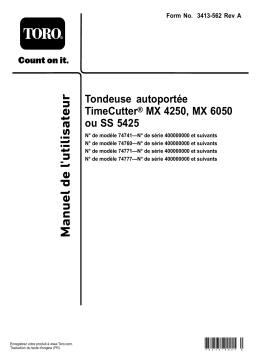 Toro TimeCutter MX 4250 Riding Mower Riding Product Manuel utilisateur