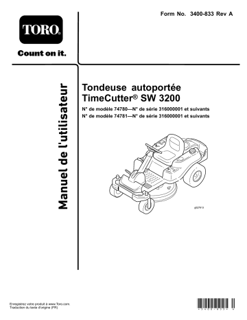 Toro TimeCutter SW 3200 Riding Mower Riding Product Manuel utilisateur | Fixfr