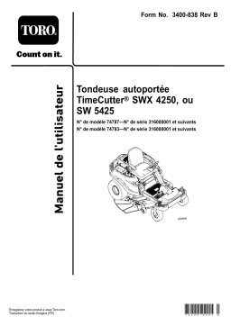 Toro TimeCutter SWX 4250 Riding Mower Riding Product Manuel utilisateur