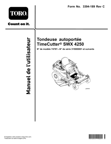 Toro TimeCutter SWX 4250 Riding Mower Riding Product Manuel utilisateur | Fixfr