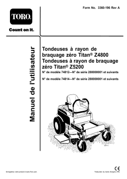 Toro TITAN Z4800 Zero-Turn-Radius Riding Mower Riding Product Manuel utilisateur