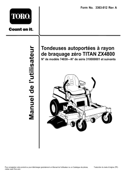 Toro TITAN ZX4800 Zero-Turn-Radius Riding Mower Riding Product Manuel utilisateur