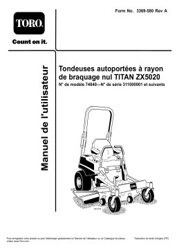 Toro TITAN ZX5020 Zero-Turn-Radius Riding Mower Riding Product Manuel utilisateur