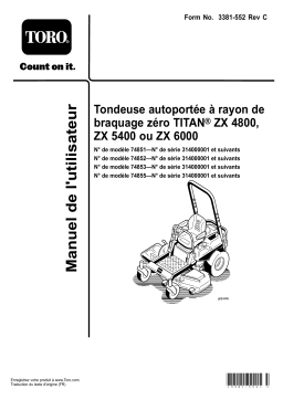 Toro TITAN ZX 6000 Zero-Turn-Radius Riding Mower Riding Product Manuel utilisateur