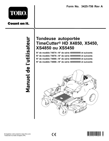 TimeCutter HD XS4850 Riding Mower | TimeCutter HD XS5450 Riding Mower | Toro TimeCutter HD X5450 Riding Mower Riding Product Manuel utilisateur | Fixfr