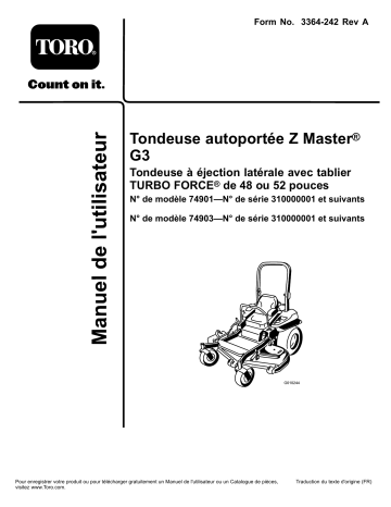 Toro Z Master G3 Riding Mower, Riding Product Manuel utilisateur | Fixfr