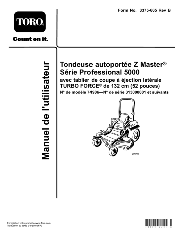 Toro Z Master Professional 5000 Series Riding Mower, Riding Product Manuel utilisateur | Fixfr