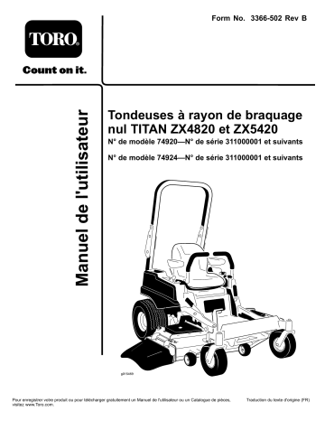 TITAN ZX4820 Zero-Turn-Radius Riding Mower | Toro TITAN ZX5420 Zero-Turn-Radius Riding Mower Riding Product Manuel utilisateur | Fixfr