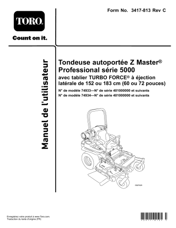 Toro Z Master Professional 5000 Series Riding Mower, Riding Product Manuel utilisateur | Fixfr