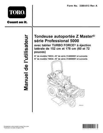 Toro Z Master Professional 5000 Series Riding Mower, Riding Product Manuel utilisateur | Fixfr